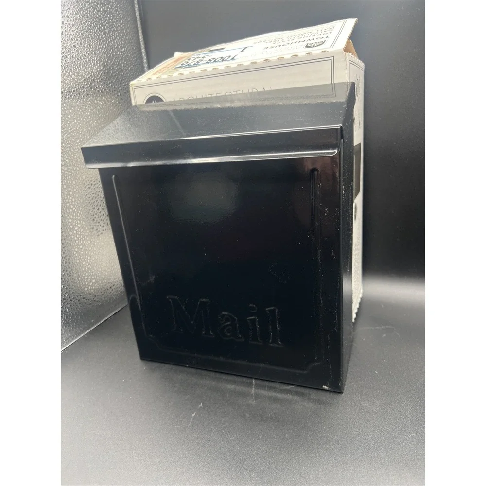 Townhouse Black Mailbox Galvanized Steel Locking Vertical Wall‎ Mount Mailbox